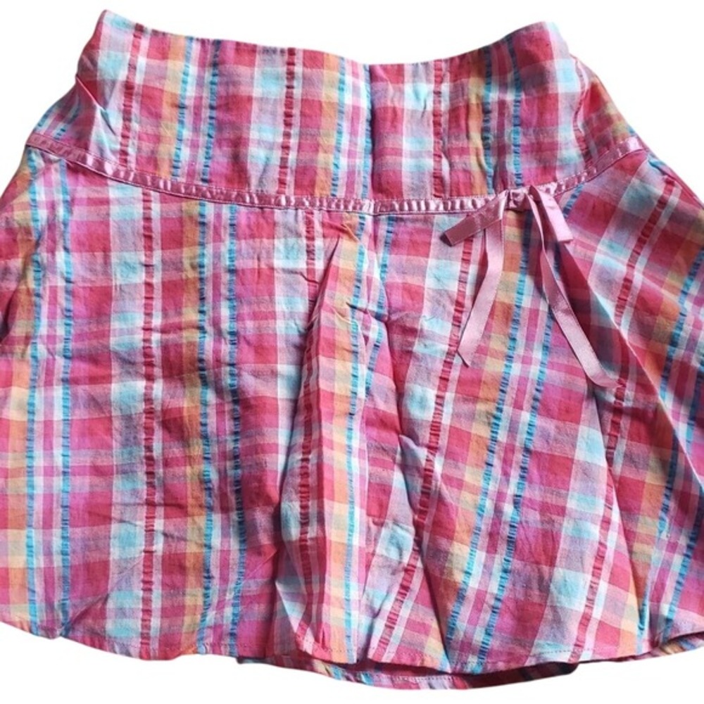 NWT Great Escape‎ JUNIOR Girls  Size 16XL  Fuchsia Orange Blue Plaid Skirt
